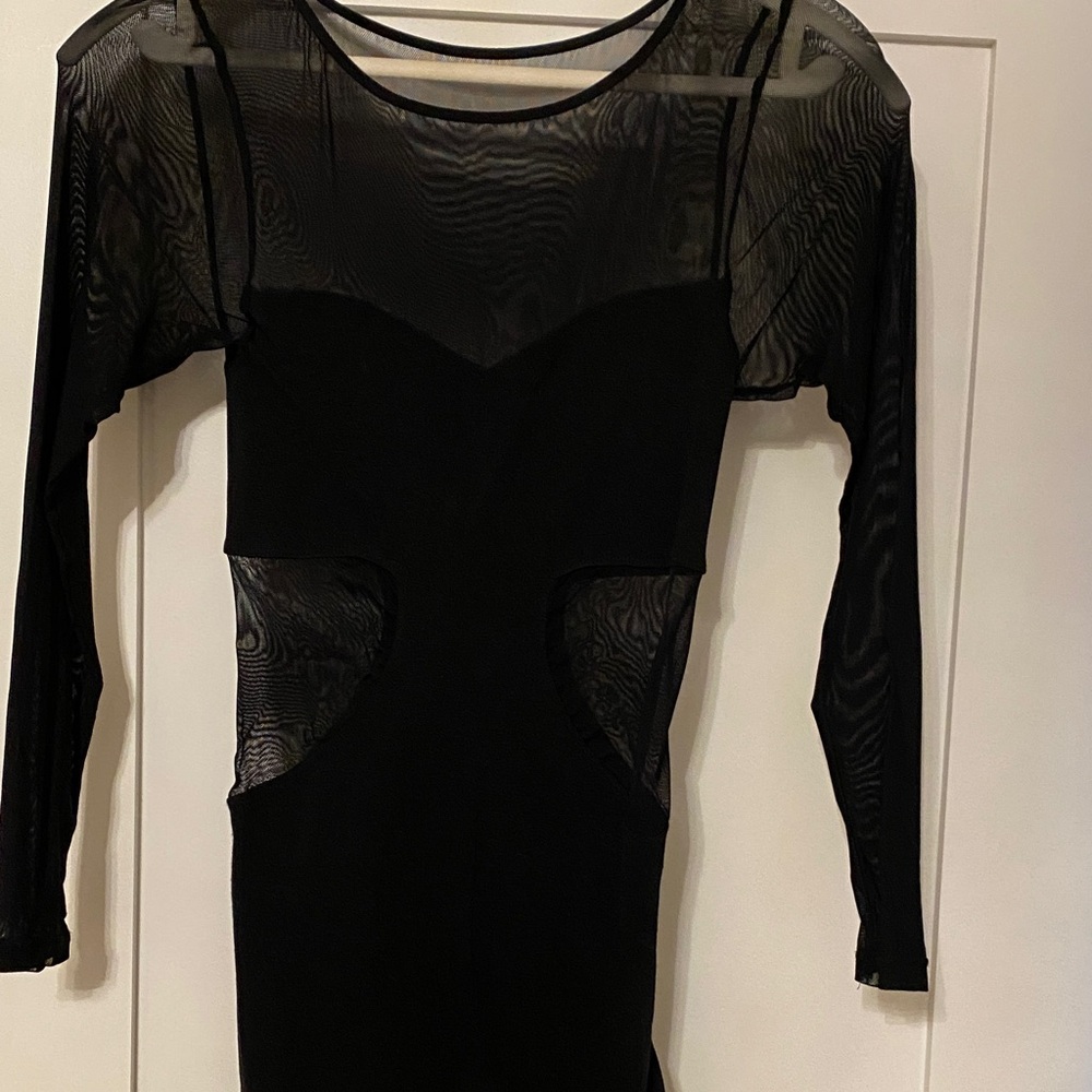 bebe Chic Black Dress with Mesh Details